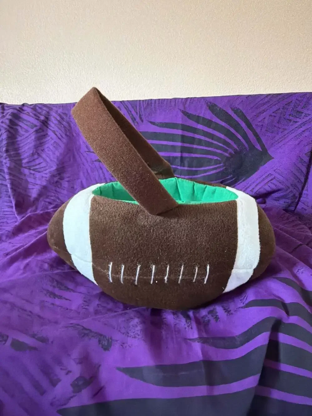Plush Football Basket with Handle for football season 2026